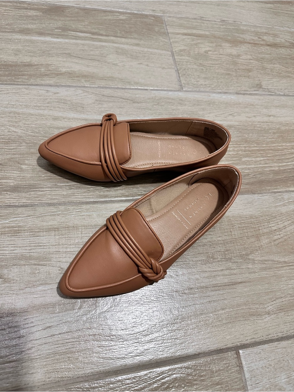 LC Lauren Conrad Pointed Slip-On Loafers in Tan Brown